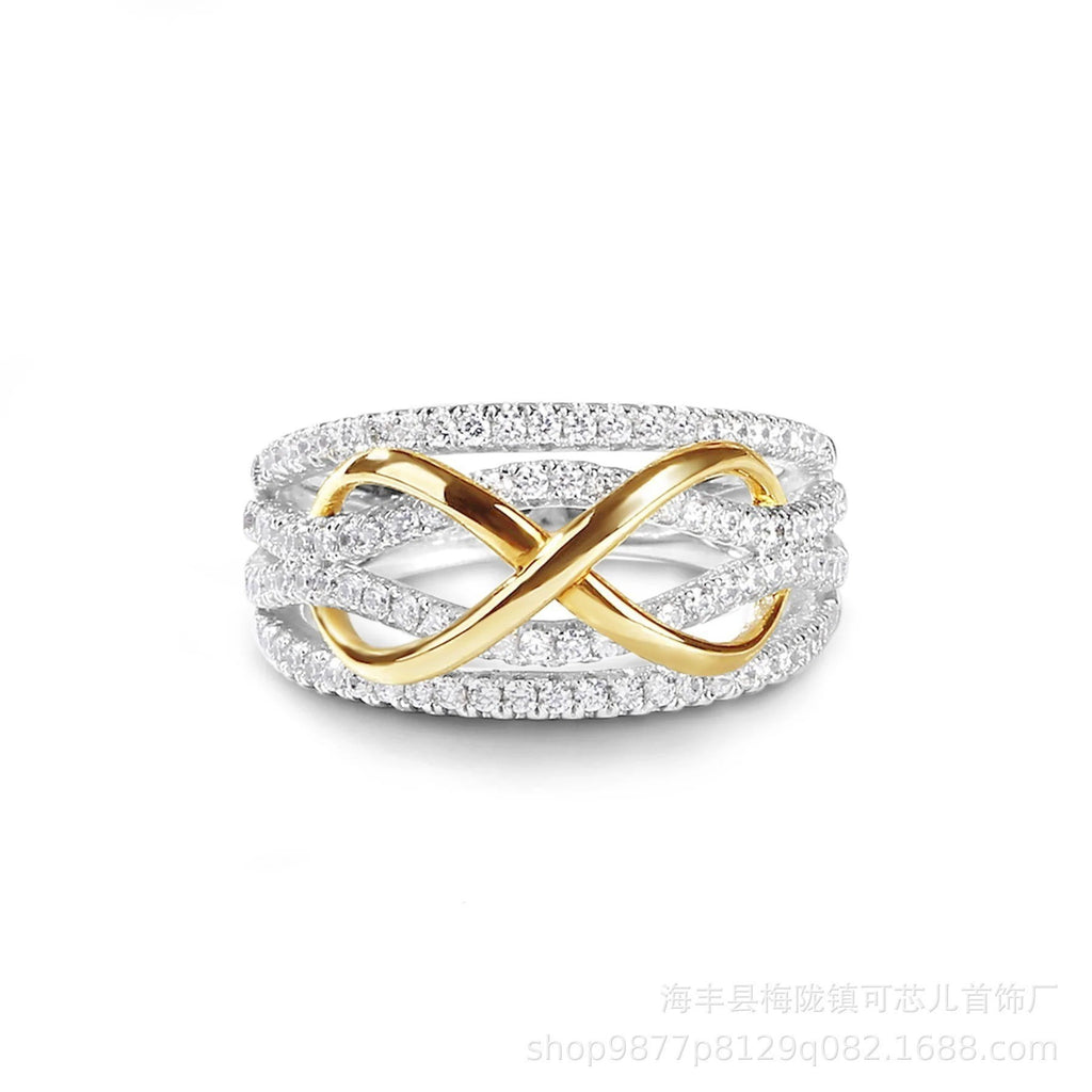 Stylish & Eco-Friendly Women's Ring — Western-Style Two-Tone Infinity Design (Figure-8)