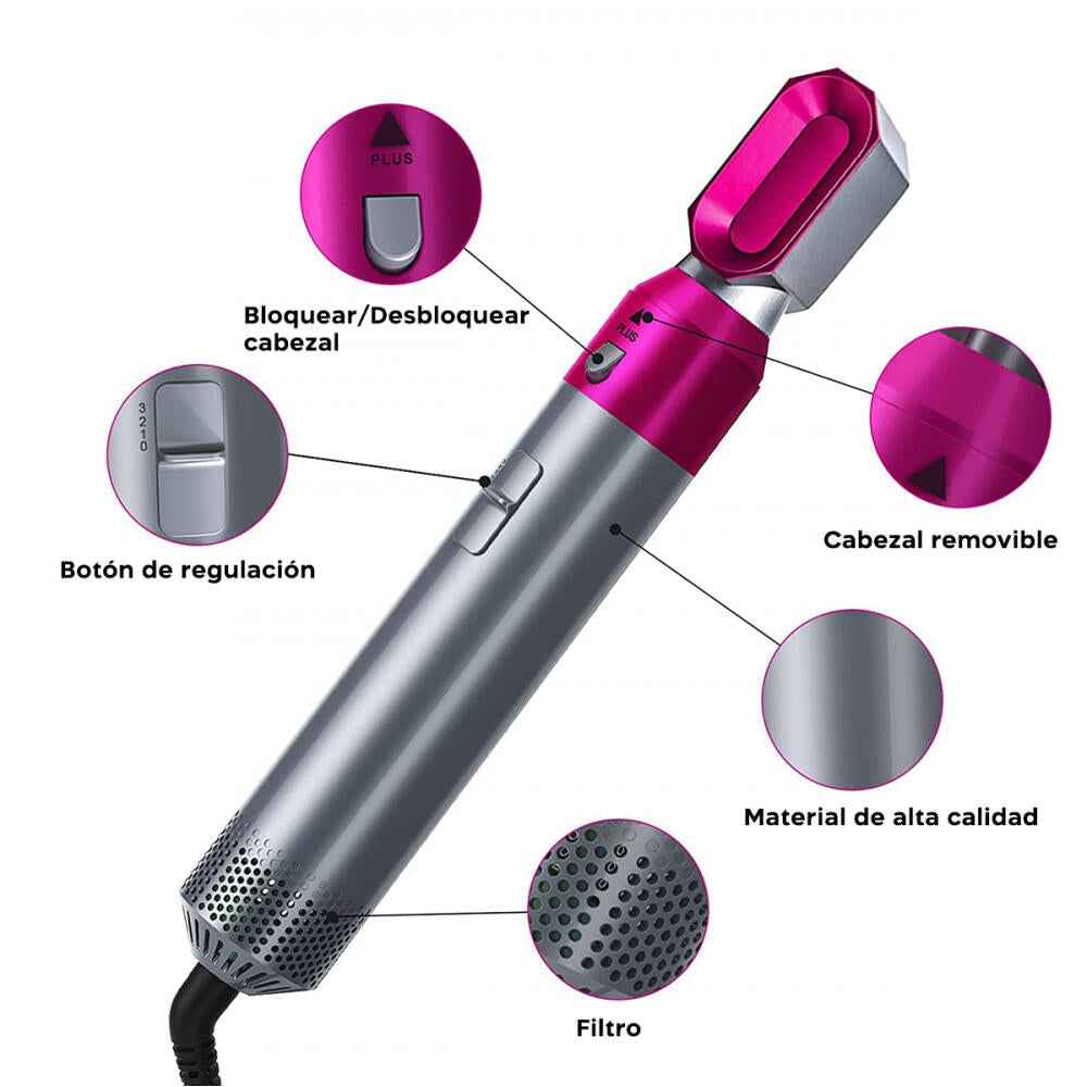 Cepillo Secador 5 en 1: Rizador y Moldeador de Pelo para Versatilidad y Estilo